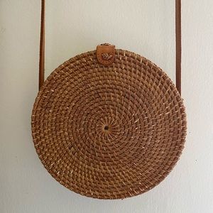 Round Ratan Crossbody Purse